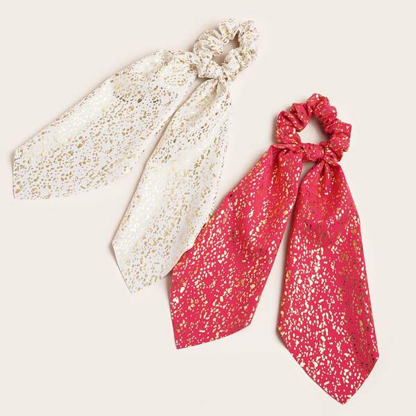 

2pcs Knot Design Scrunchie Scarf, Multicolor