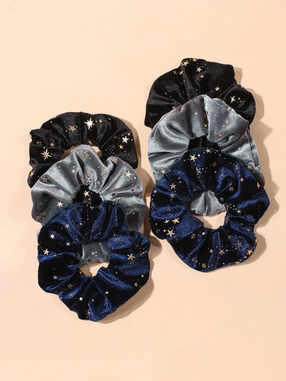 6pcs/Set Velvet Gold Star Hair Scrunchies Set Hair Ties Scrunchy Hair Ties Ponytail Head Accessories Elastic Band Beauty Home Hair Accessories Hair Rubber Bands