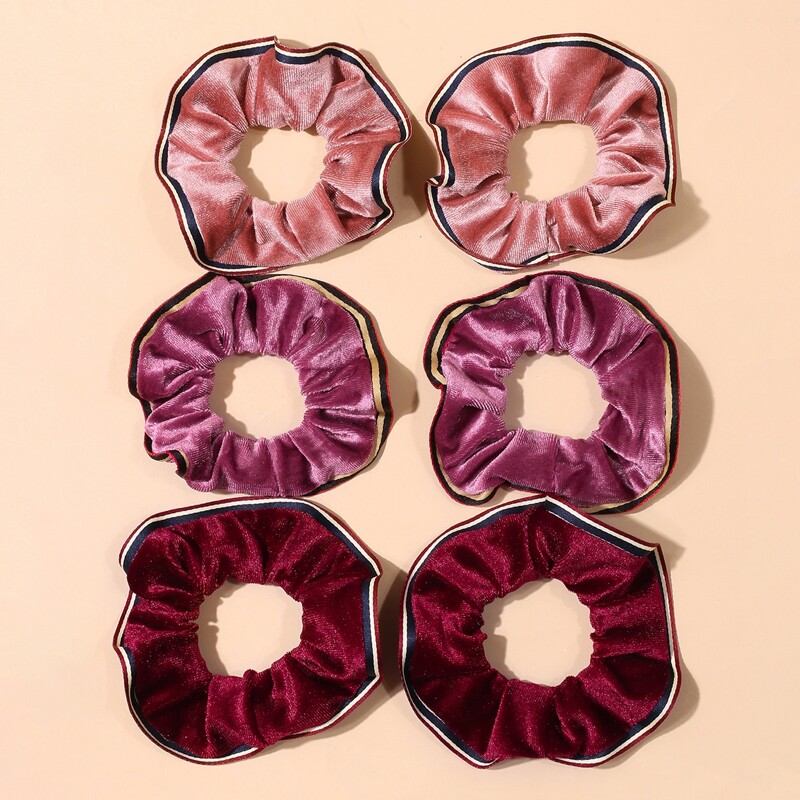 

6pcs Striped Print Scrunchie, Multicolor