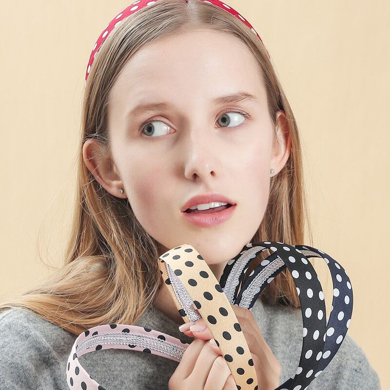 

5pcs Polka Dot Print Hair Hoop, Multicolor