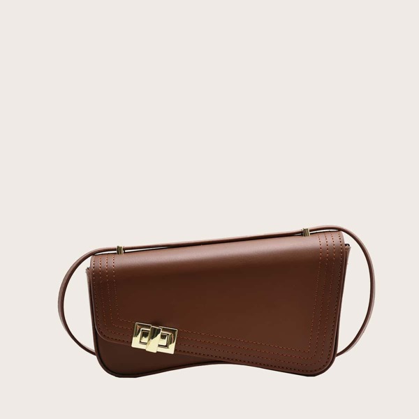 

Stitch Trim Flap Crossbody Bag, Brown