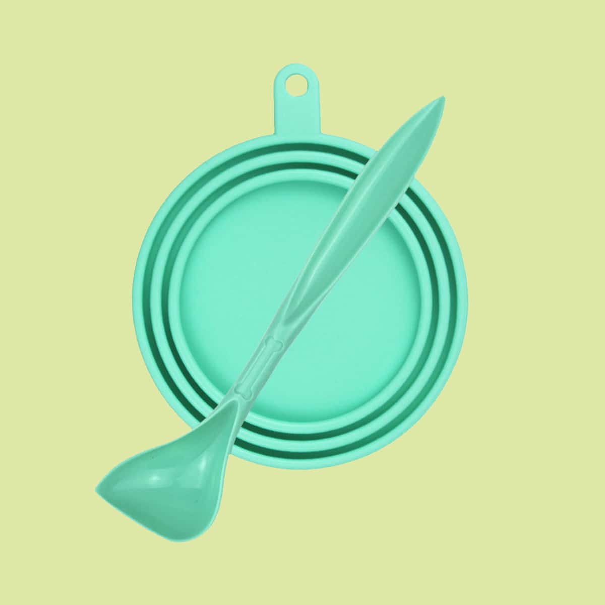 

1pc Pet Food Can Cover & 1pc Pet Measuring Spoon, Green