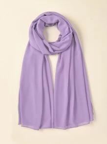 1pc Plain Color Pearl Decor Chiffon Scarf For Women, Soft, Breathable, Style, Suitable For Daily Wear - Purple - View 1