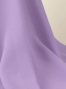 1pc Plain Color Pearl Decor Chiffon Scarf For Women, Soft, Breathable, Style, Suitable For Daily Wear - Purple - View 3