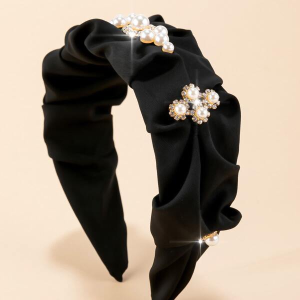 

Faux Pearl Decor Hair Hoop, Black