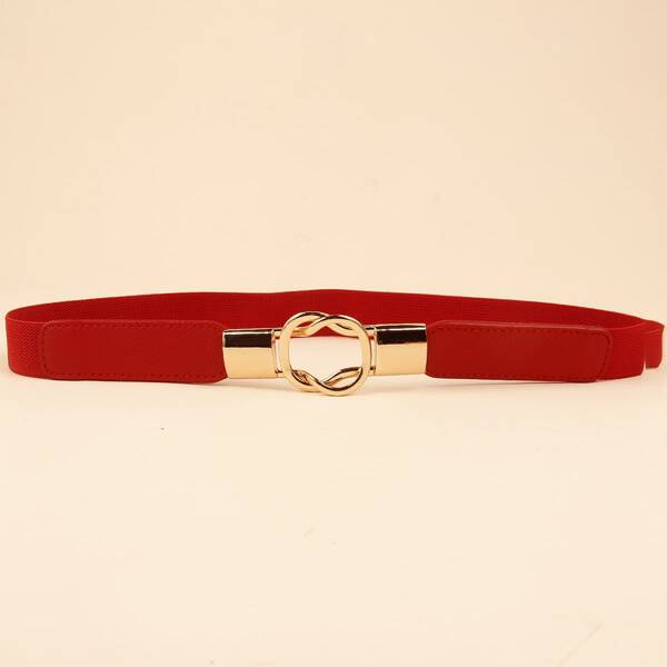 

Metal Buckle Elastic Belt, Red