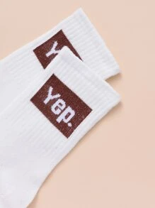 5 pares calcetines de tripulación de hombres con estampado de letra - Multicolor - Ver 3