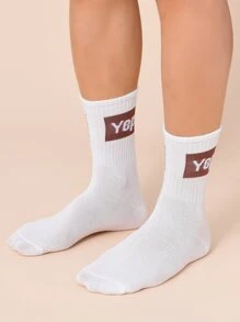 5 pares calcetines de tripulación de hombres con estampado de letra - Multicolor - Ver 4