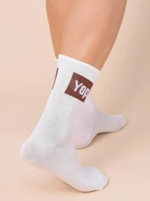 5 pares calcetines de tripulación de hombres con estampado de letra - Multicolor - Ver 5