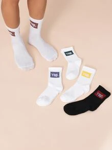 5 pares calcetines de tripulación de hombres con estampado de letra - Multicolor - Ver 6
