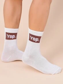 5 pares calcetines de tripulación de hombres con estampado de letra - Multicolor - Ver 7