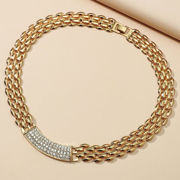 

Rhinestone Decor Necklace, Gold