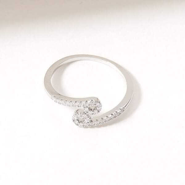 

Rhinestone Constellation Decor Cuff Ring, Silver