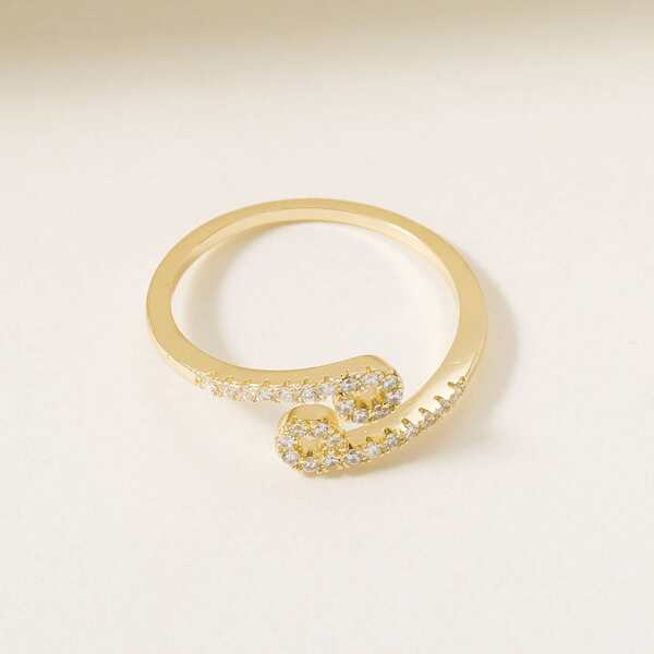 

Rhinestone Constellation Decor Cuff Ring, Gold