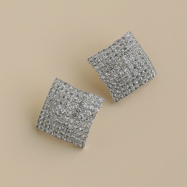 

Rhinestone Geo Stud Earrings, Silver