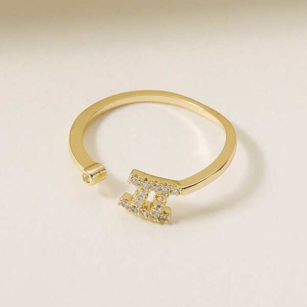 

Rhinestone Constellation Decor Cuff Ring, Gold