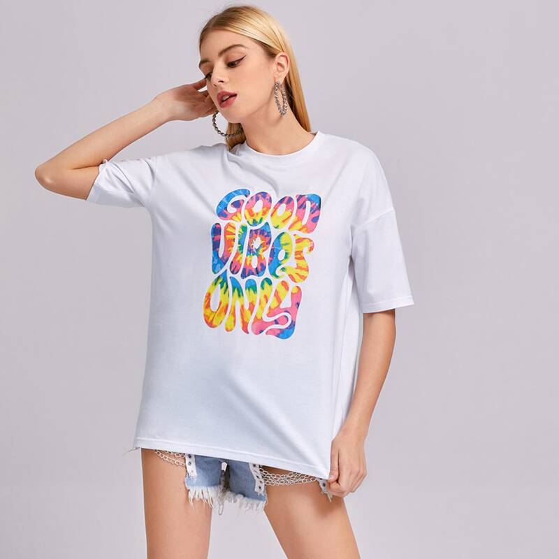 

Letter Drop Shoulder Tee, White