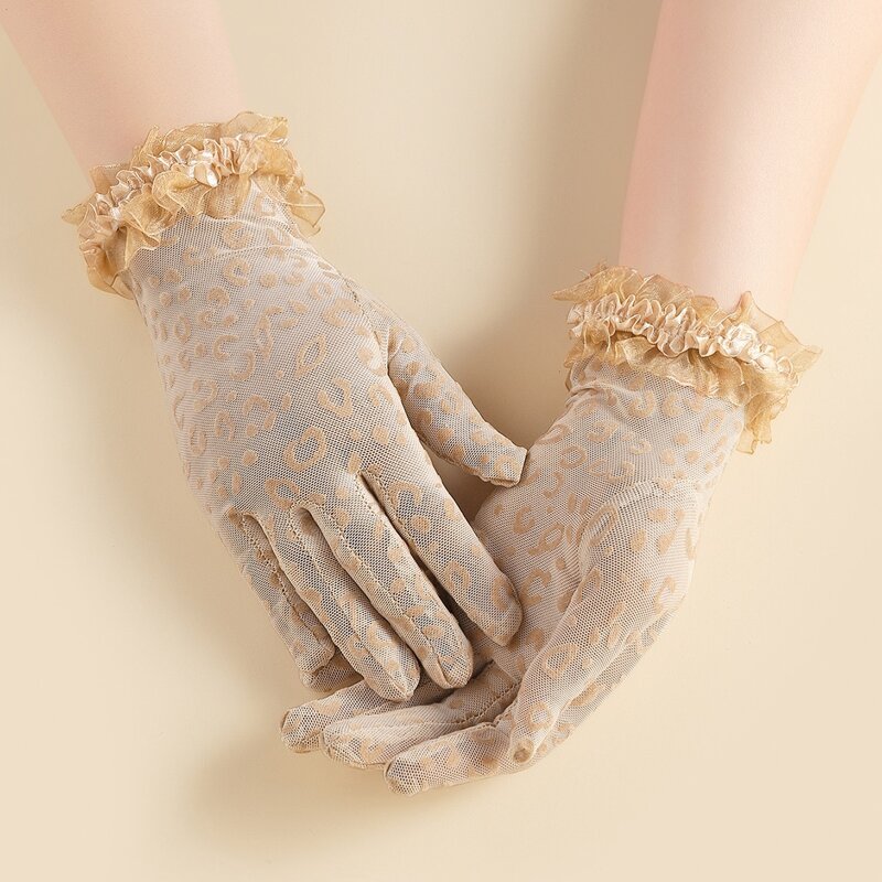 

Leopard Pattern Lace Gloves, Multicolor