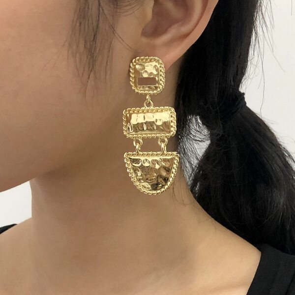 

Metallic Geo Drop Earrings, Gold