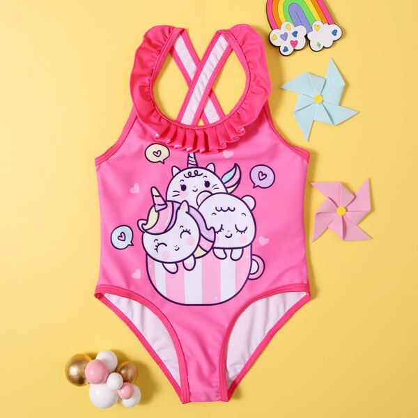 

Toddler Girls Unicorn Print One Piece Swimsuit, Multicolor