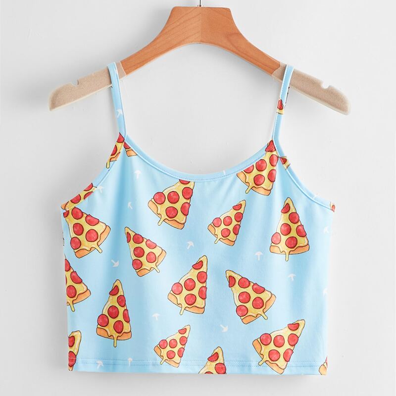 

Pizza Print Crop Cami, Multicolor