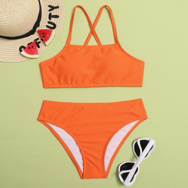 

Girls Crisscross Back Bikini Swimsuit, Orange