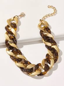 Resin Chain Necklace - Yellow Gold - View 2