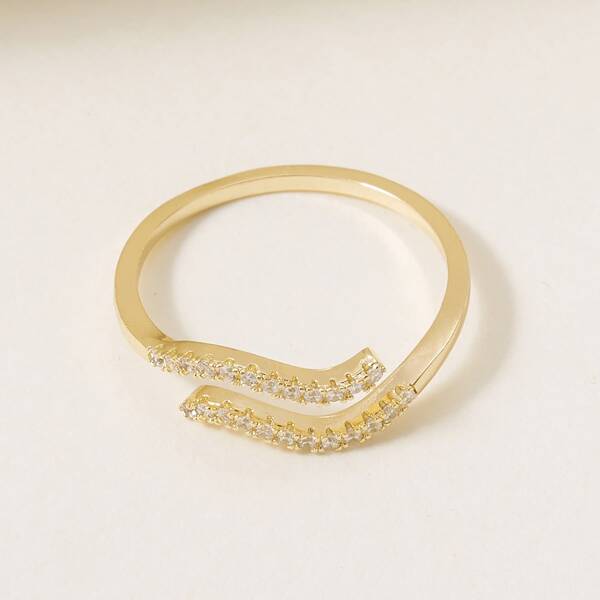 

Rhinestone Constellation Decor Cuff Ring, Gold