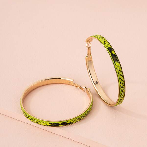 

Snakeskin Pattern Hoop Earrings, Yellow