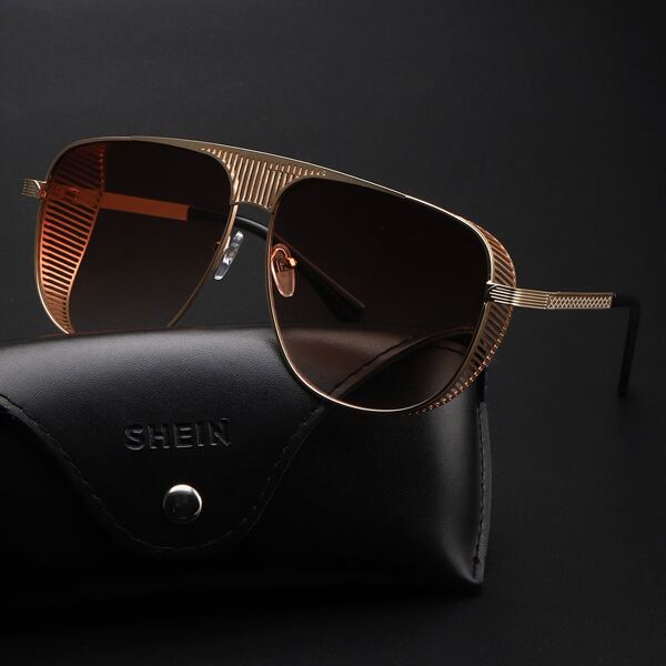 

Men Flat Top Aviator Sunglasses, Brown