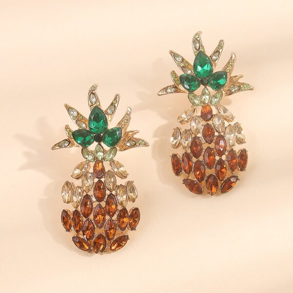 

Rhinestone Fruit Decor Stud Earrings, Multicolor