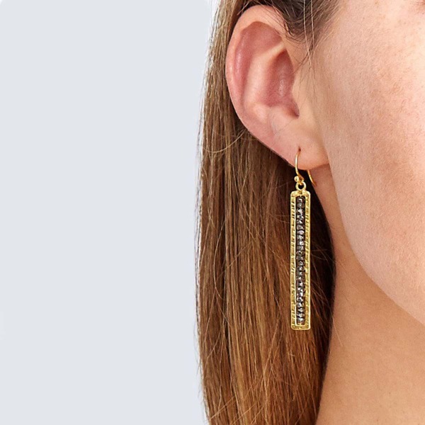 

Geo Decor Long Drop Earrings, Gun black