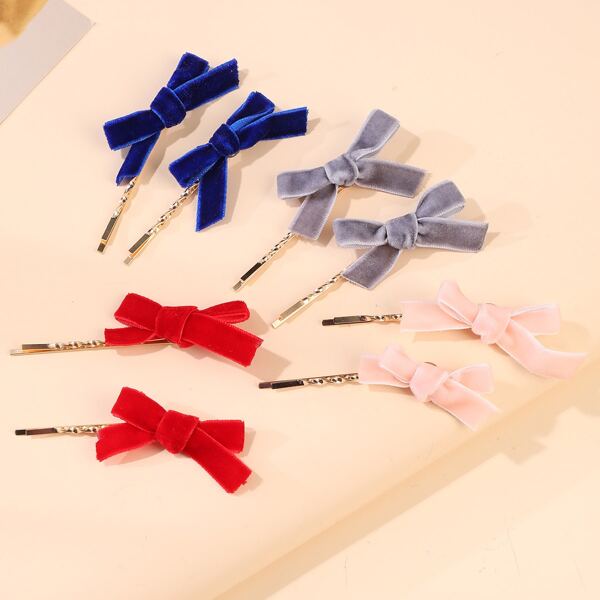 

8pcs Bow Decor Bobby Pin, Multicolor