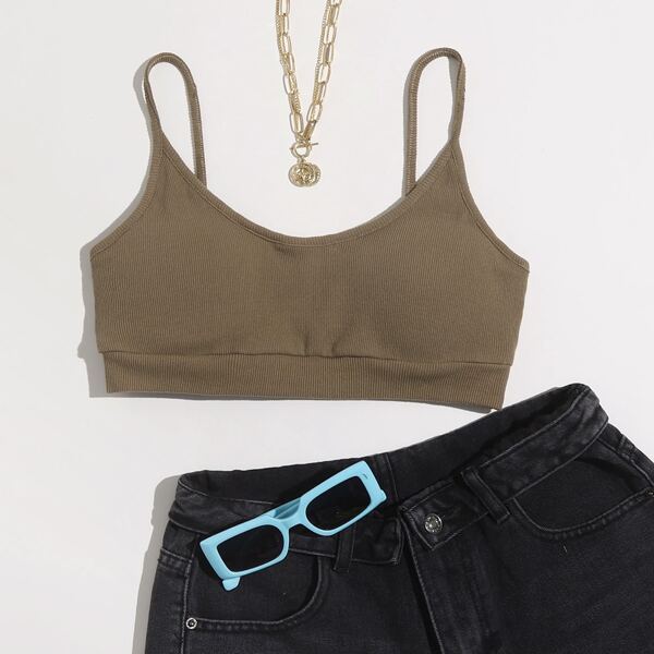 

Rib-knit Cami Top, Chocolate brown