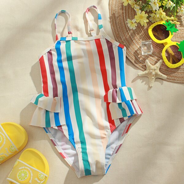 

Toddler Girls Striped One Piece Swimsuit, Multicolor