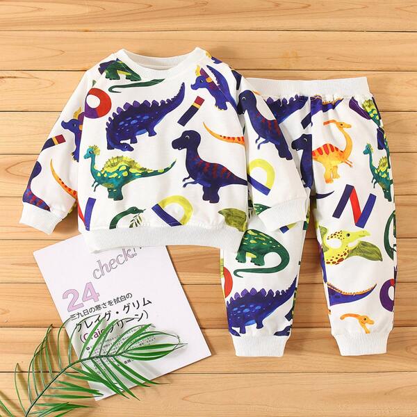 

Toddler Boys Dinosaur Print Sweatshirt & Sweatpants, Multicolor