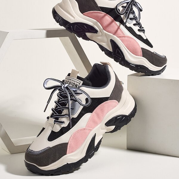 

Color Block Chunky Sneakers, Pink