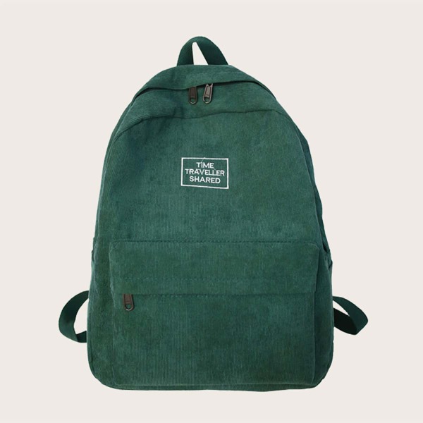 

Boys Letter Embroidered Pocket Front Backpack, Green