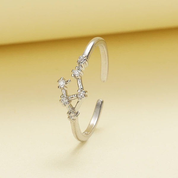 

Zircon Decor Cuff Ring, Silver