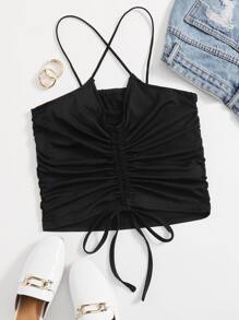 Dây rút rỗng cắt ngang hàng đầu - màu đen - Xem 1