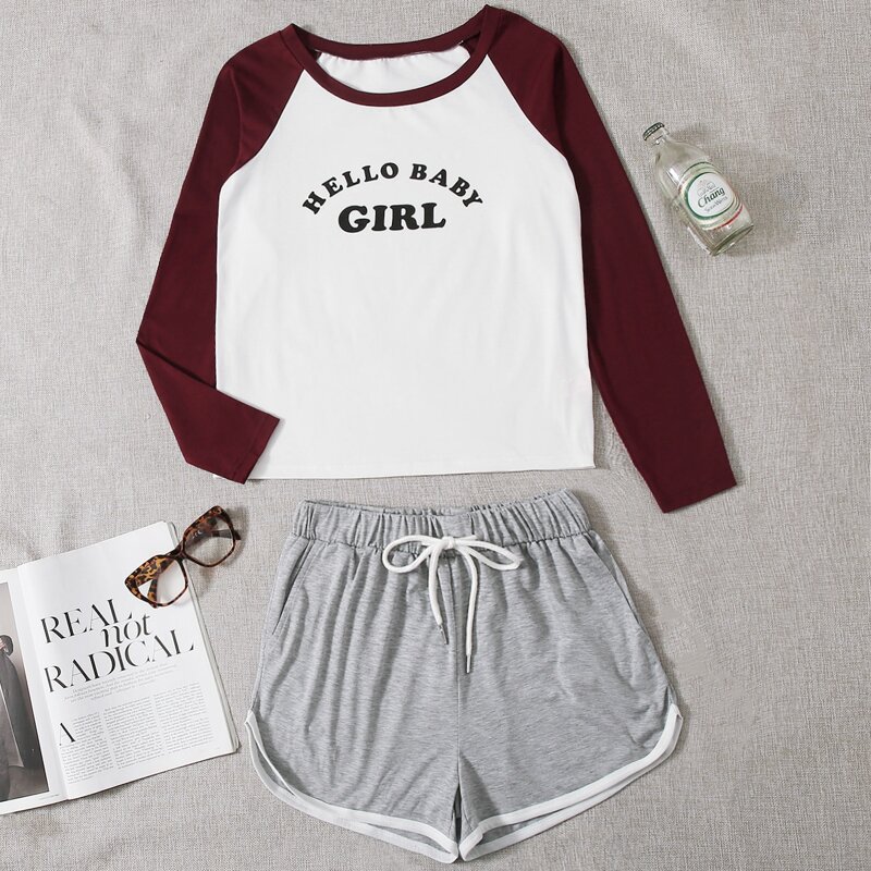 

Letter Graphic Shorts PJ Set, Multicolor