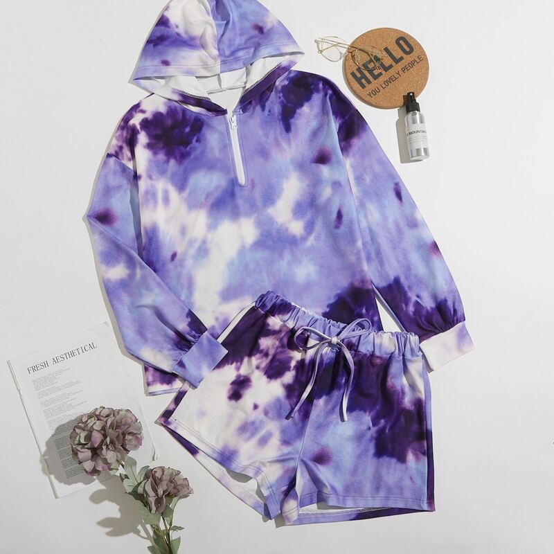 

Tie Dye Half Zip Lounge Set, Multicolor