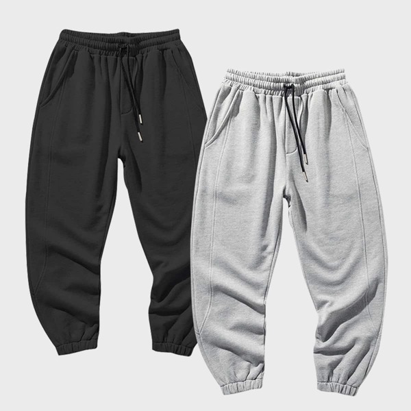 

Men 2pcs Drawstring Waist Slant Pocket Sweatpants, Multicolor