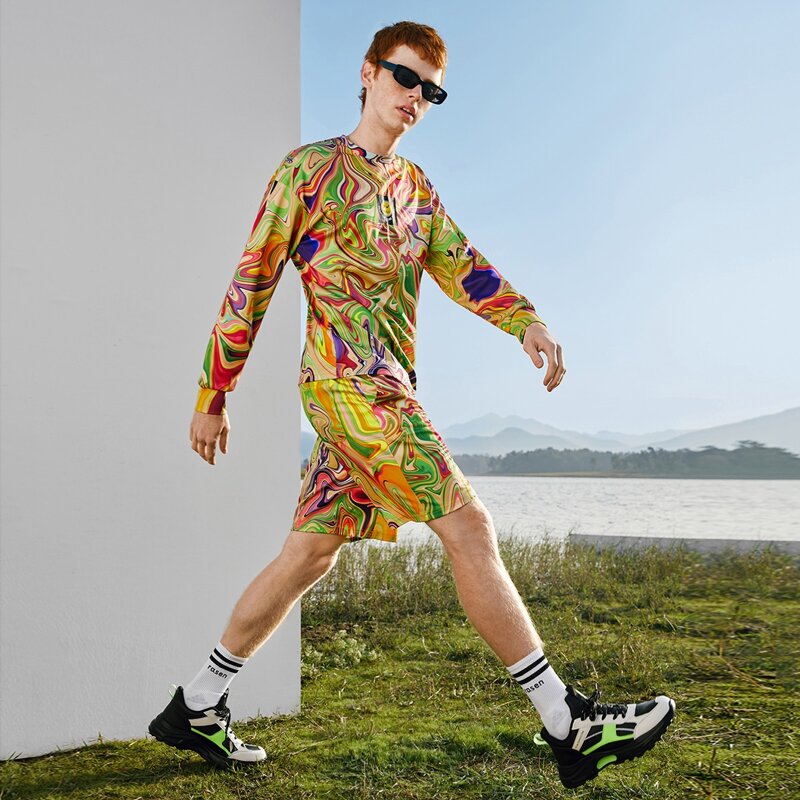 

Guys Cartoon Graphic Marble Tee and Shorts Set, Multicolor