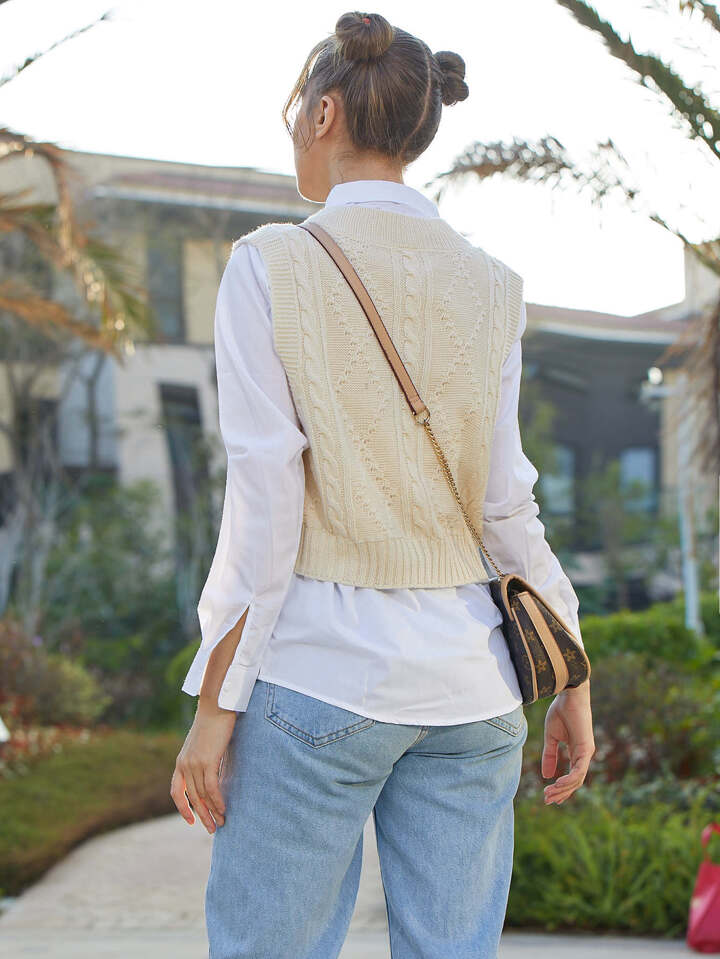 Our Cable Knit Solid Sweater Vest Without Blouse is such a vibe