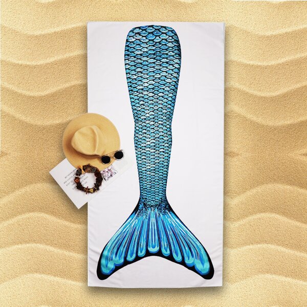 

Mermaid Tail Print Beach Blanket, Multicolor