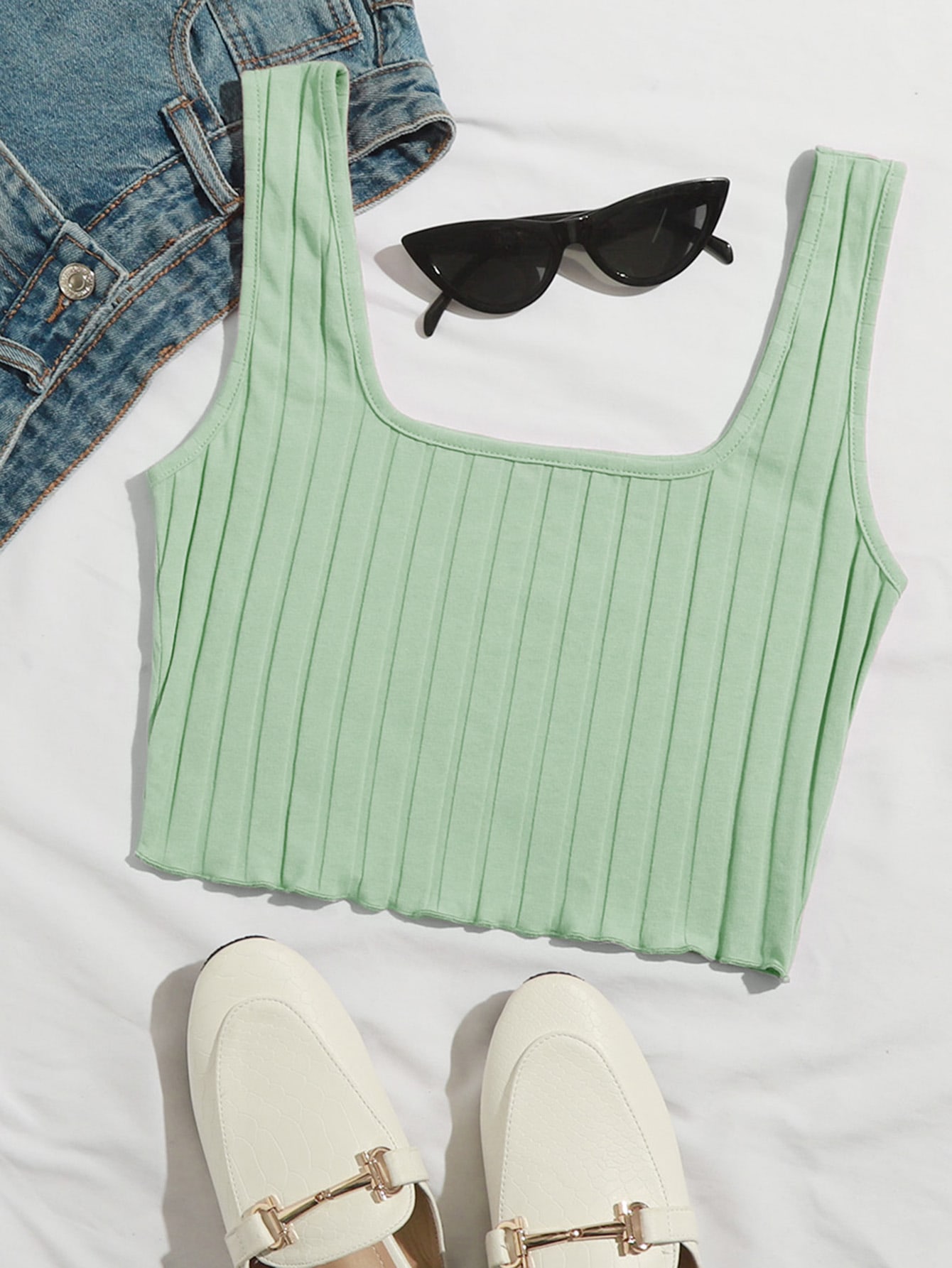 Rib-knit Crop Tank Top thumbnail