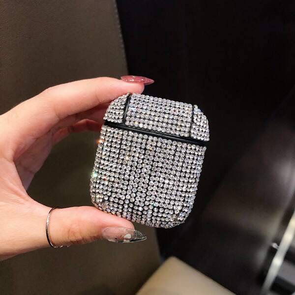 

Rhinestone Decor Airpods Case, Silver