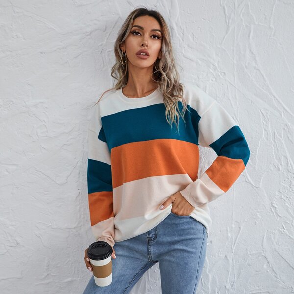 

Drop Shoulder Colorblock Sweater, Multicolor
