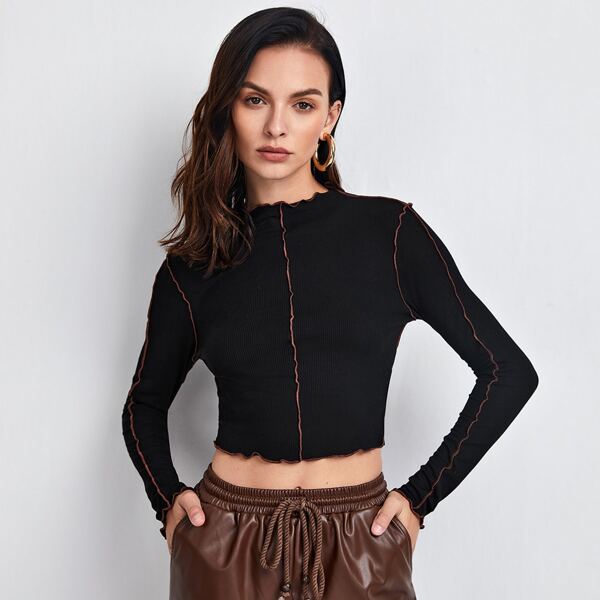 

Lettuce Trim Crop Tee, Black